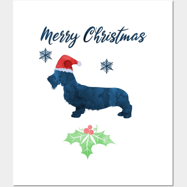 Christmas Wirehaired Dachshund Wall Art by TheJollyMarten